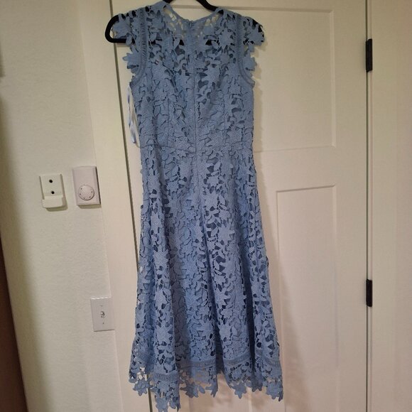 Light Blue Lace Asymmetrical Dress - Picture 3 of 5